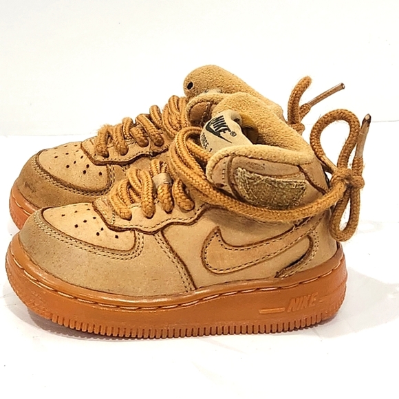 Nike Air Force 1 High‎ Top Camel Brown Nobuck Baby Size 5C  Lace Up - Picture 2 of 8
